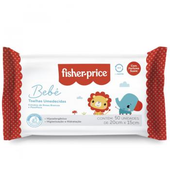 Toalhas Umedecidas Fisher-Price Bebe com Perfume 50 Unidades
