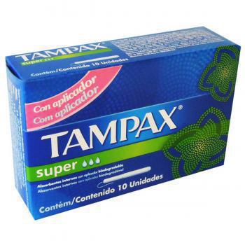 Absorvente Interno Tampax sem aplicador, super com 10 unidades
