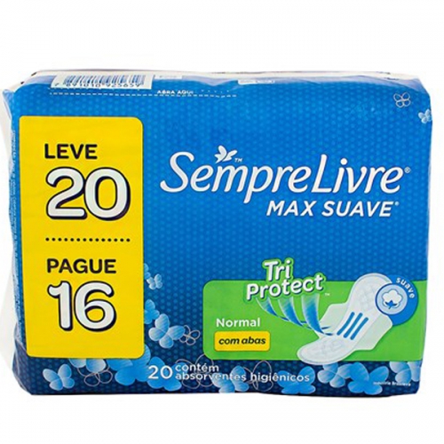 Absorvente Sempre Livre Tri Protect Max Suave Com Abas Leve 20 Pague 16 Unidades