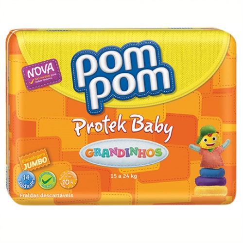Fralda Pom Pom Protek Baby Grandinhos com 14 Unidades