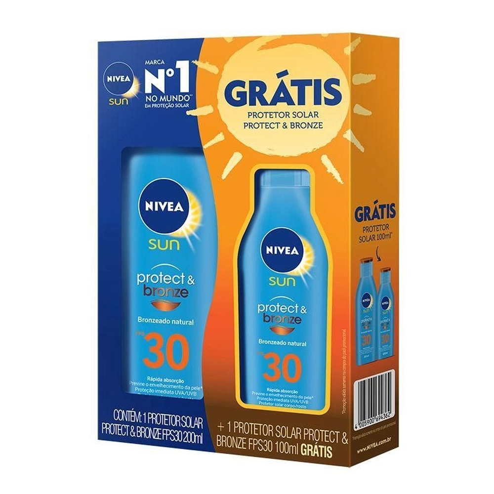 Protetor Solar Nivea Protect Bronze Fps30 200ml + Fps30 100ml