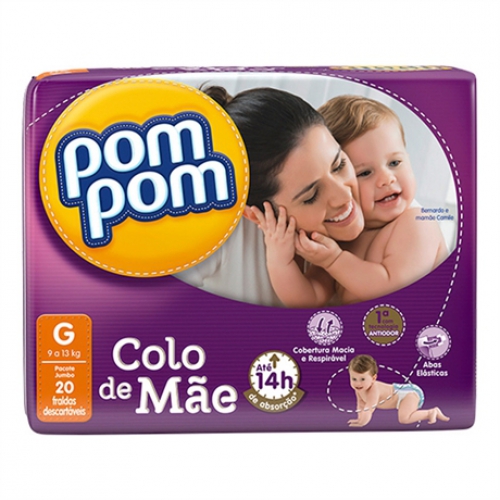 FRALDA POMPOM COLO DE MAE G C/20
