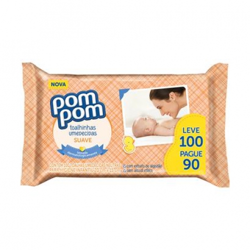 TOALHA UMEDECIDA POM POM LEVE 100 UN PAGUE 90 UN