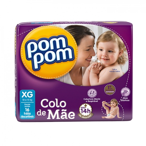 FRALDA POMPOM COLO DE MAE XG C/16