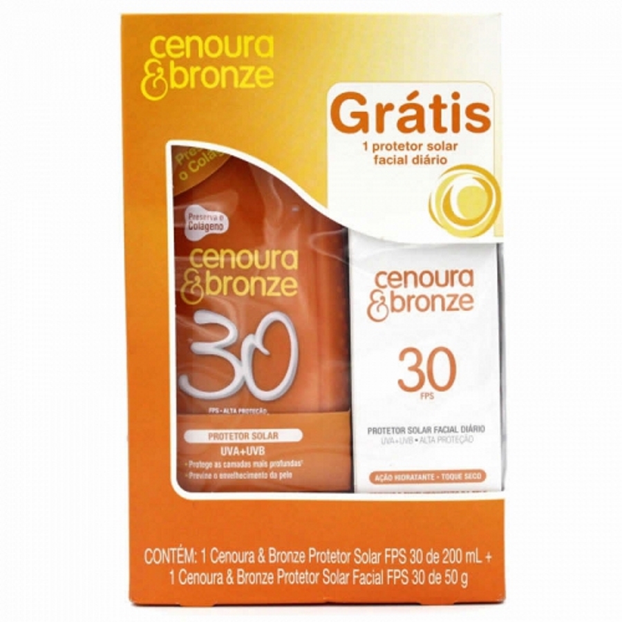 PROTETOR SOLAR CENOURA BRONZE FPS 30 GRÁTIS FACIAL 50G