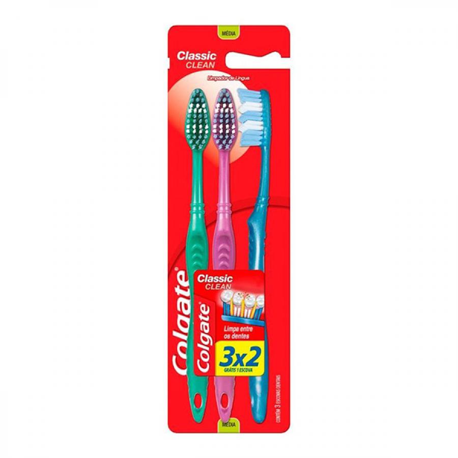 Escova Dental Colgate Classic Clean Macia Leve 3 Pague 2