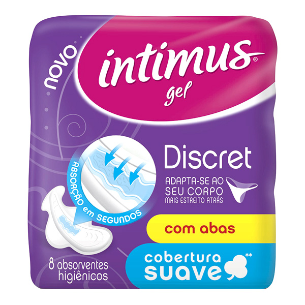 ABSORVENTE INTIMUS DISCRET SUAVE COM ABAS 8 UNIDADES