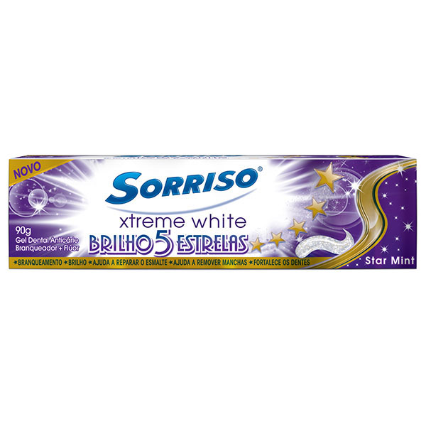 CREME DENTAL SORRISO 90G XTREME WHITE BRILHO 5 ESTRELAS