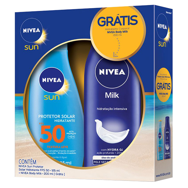 PROTETOR NIVEA SUN FPS50 125ML SUN GRÁTIS BODY MILK 200ML