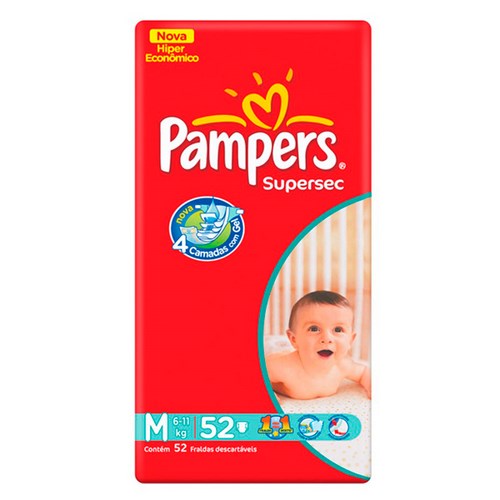 Fralda Pampers Supersec M Com 52 Unidades