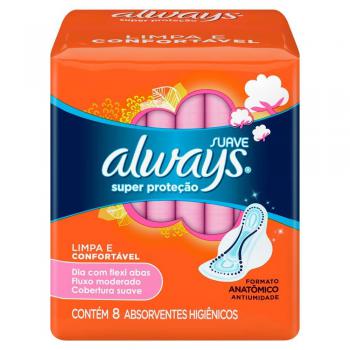 Absorvente Always Super Proteção Seca com Abas 8 Unidades