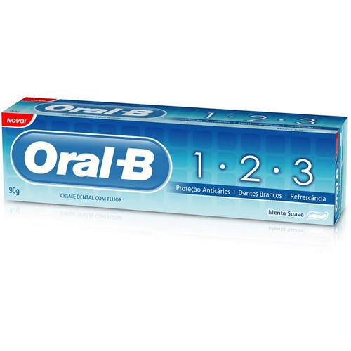 Creme Dental Oral B Menta Suave 1.2.3 - 90g