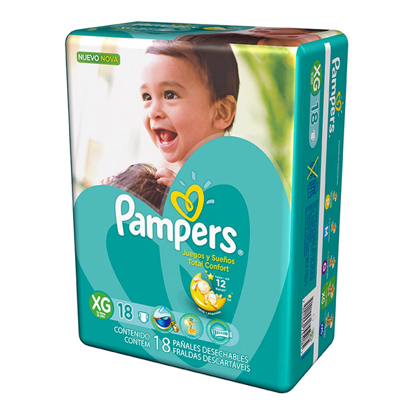 Fralda Pampers total confort XG com 18 unidades