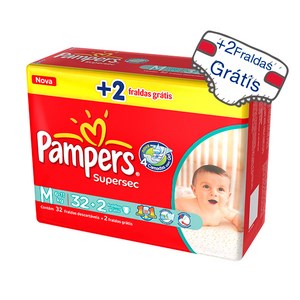 Fralda Pampers Supersec M Com 32 Unidades Gratis 2un