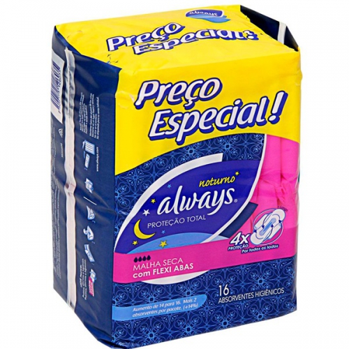Absorvente Always Normal Noturno Active com Abas 16 Unidades