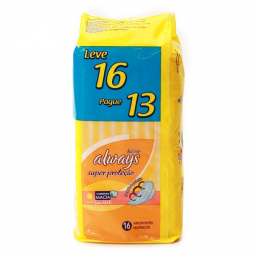 Absorvente Always Basico Seca 16 Unidades Com Abas