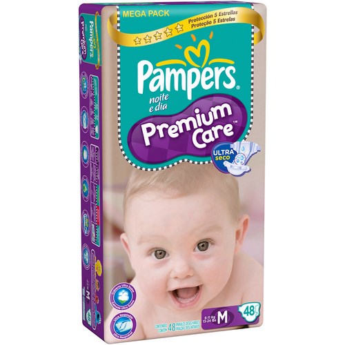 Fralda Pampers Premium Care M Com 48 Unidades