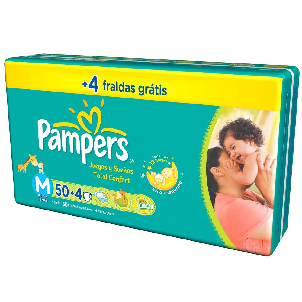 FRALDA PAMPERS TCONF MEGA M C/50+4GRATIS