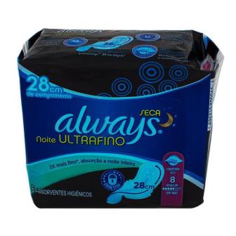 Absorvente Always Noturno Ultrafino Platinum Collection com Abas 8 Unidades