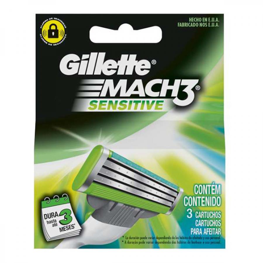 Carga de Aparelho de Barbear Gillette Mach3 Sensitive 3 Unidades