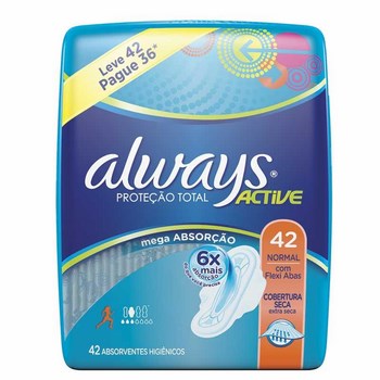 Absorvente Always Active com abas Leve 42 pague 36