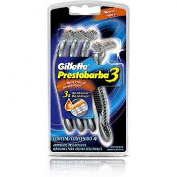 Aparelho de Barbear Gillette Prestobarba 3  4 Unidades