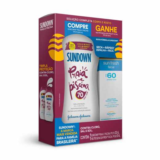 Kit Protetor Solar Sundown Fps70 200ml + Neutrogena Sun Fresh Facial Fps60 50ml