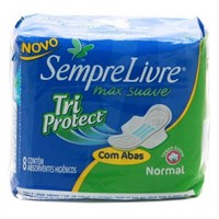 Absorvente Sempre Livre triprot suave com abas 8 unidades