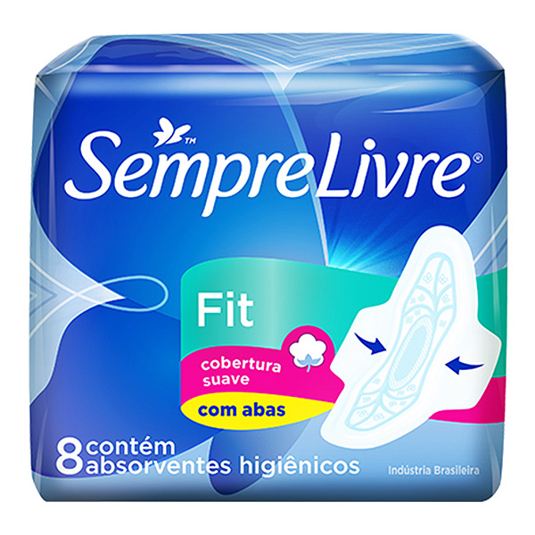 Absorvente Sempre Livre fit com  abas com  8 unidades