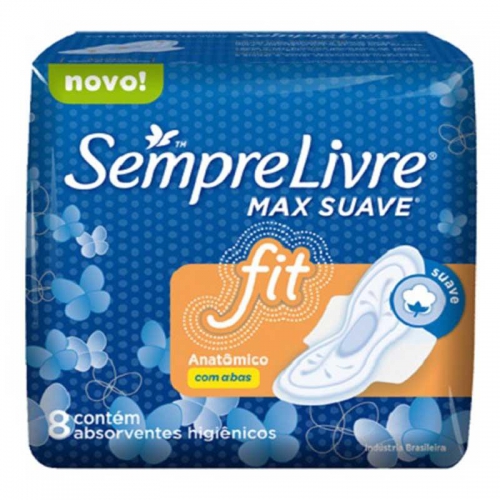 Absorvente Sempre Livre Fit com Abas com 8 Unidades Cobertura Seca