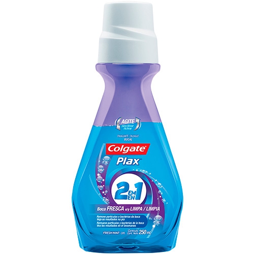 Enxaguante Bucal Colgate Plax 2 em 1 Com Fluor Sem Alcool Mint 250ml