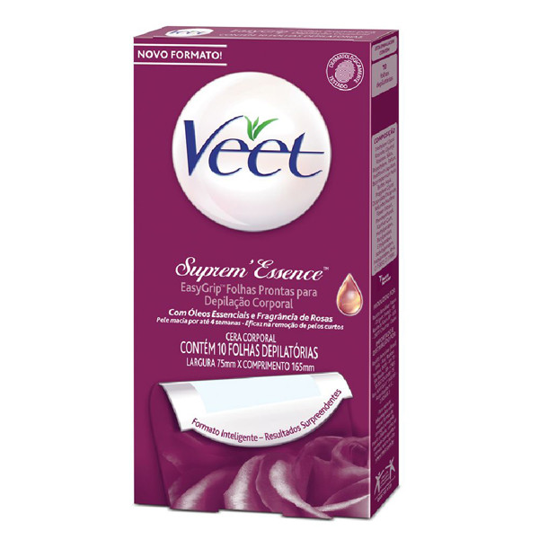 FOLHAS PRONTAS PARA DEPILAÇÃO VEET SUPREME ESSENCE CORPORAL C/10 UN