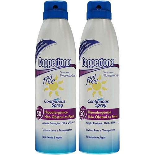 Protetor Coppertone FPS50 Spray Oil Free com 2 Unidades