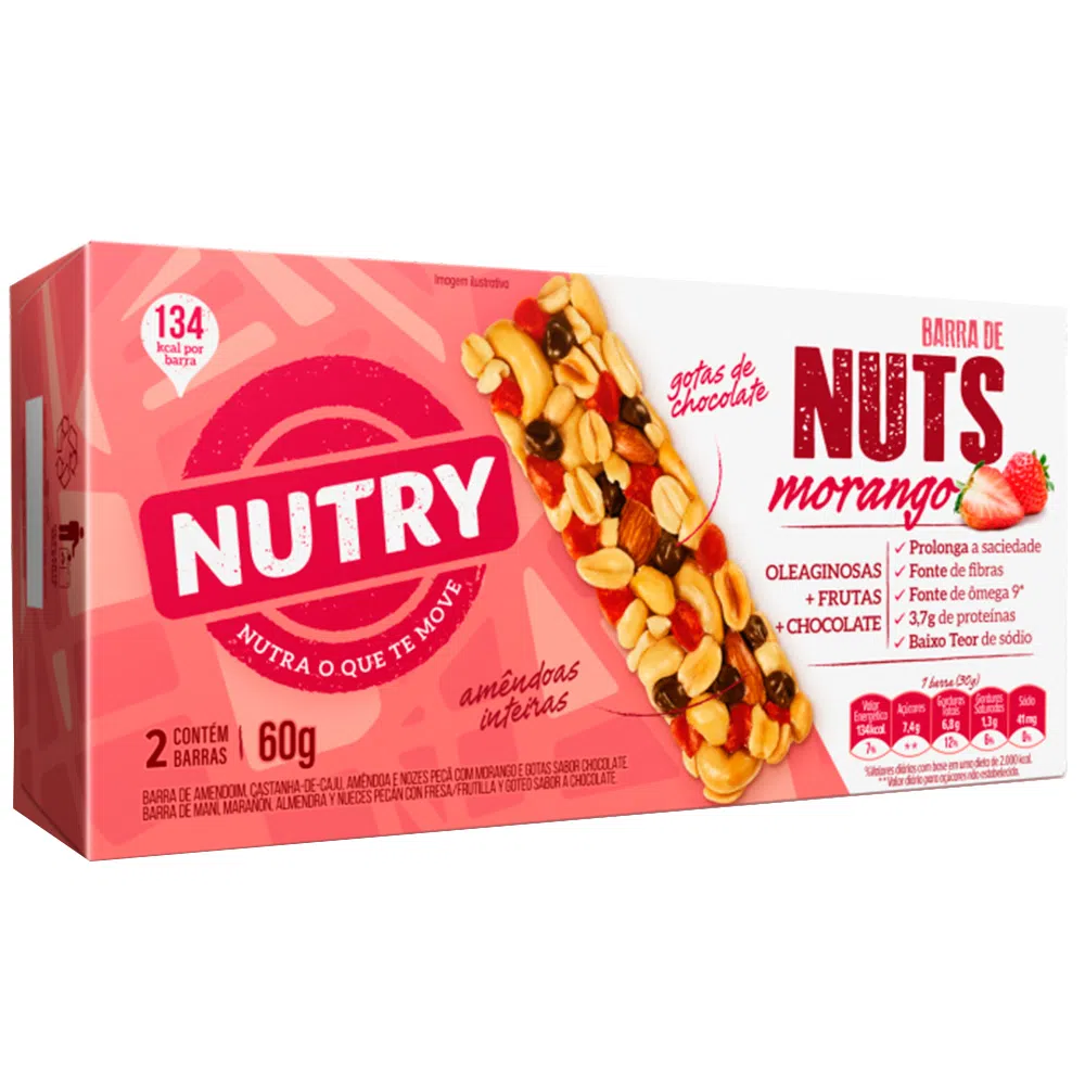 Barra de cereal Nutry Morango 2 unidades 30g