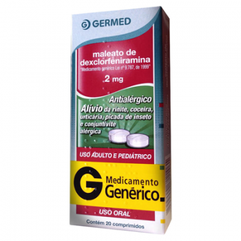 Maleato de Dexclorfeniramina 2mg com 20 comprimidos