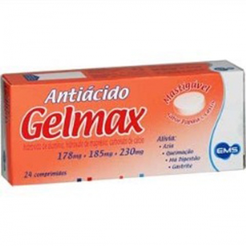 Gelmax com 24 Comprimidos Mastigaveis Sabor Papaia e Cassis