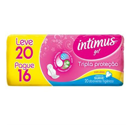 Absorvente Intimus seco com abas Leve 20un. Pague 16un.