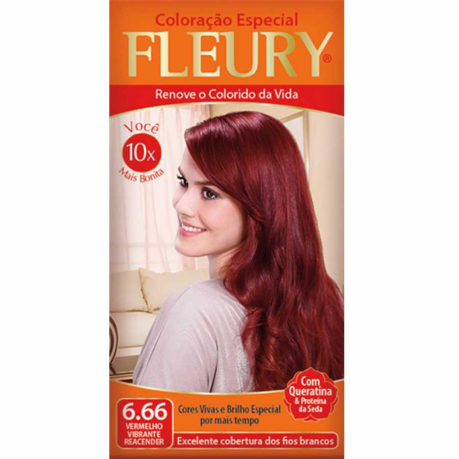 Tintura Fleury 6.66 Louro Escuro Vermelho Vibrante