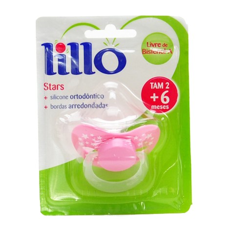 Chupeta Lillo Classic Stars Ortodontica Silicone Rosa Tamanho 2