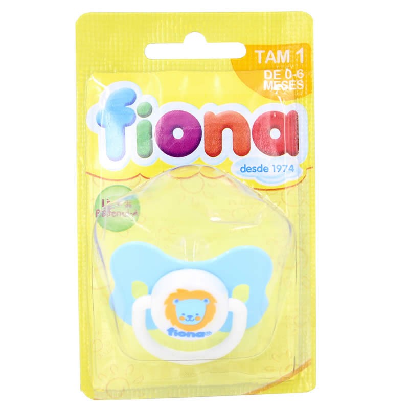 Chupeta Silicone Fiona Baby Desenhos Azul Tamanho 1