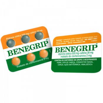 Benegrip 500mg + 30mg + 2mg, blister com 6 comprimidos revestidos