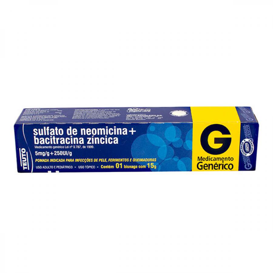 Sulfato de Neomicina 5mg + Bacitracina 250UI Pomada 15g