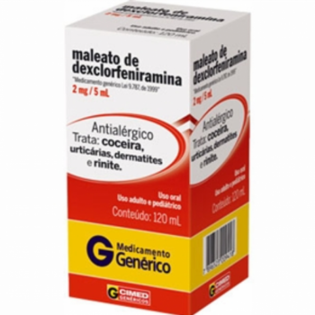 Maleato de Dexclorfeniramina 2mg Solucao Oral 120ml