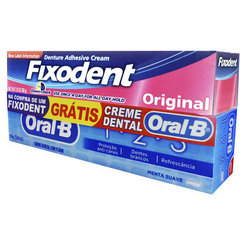 Fixodent Original 39g Grátis Creme Dental Oral B Complete 70g