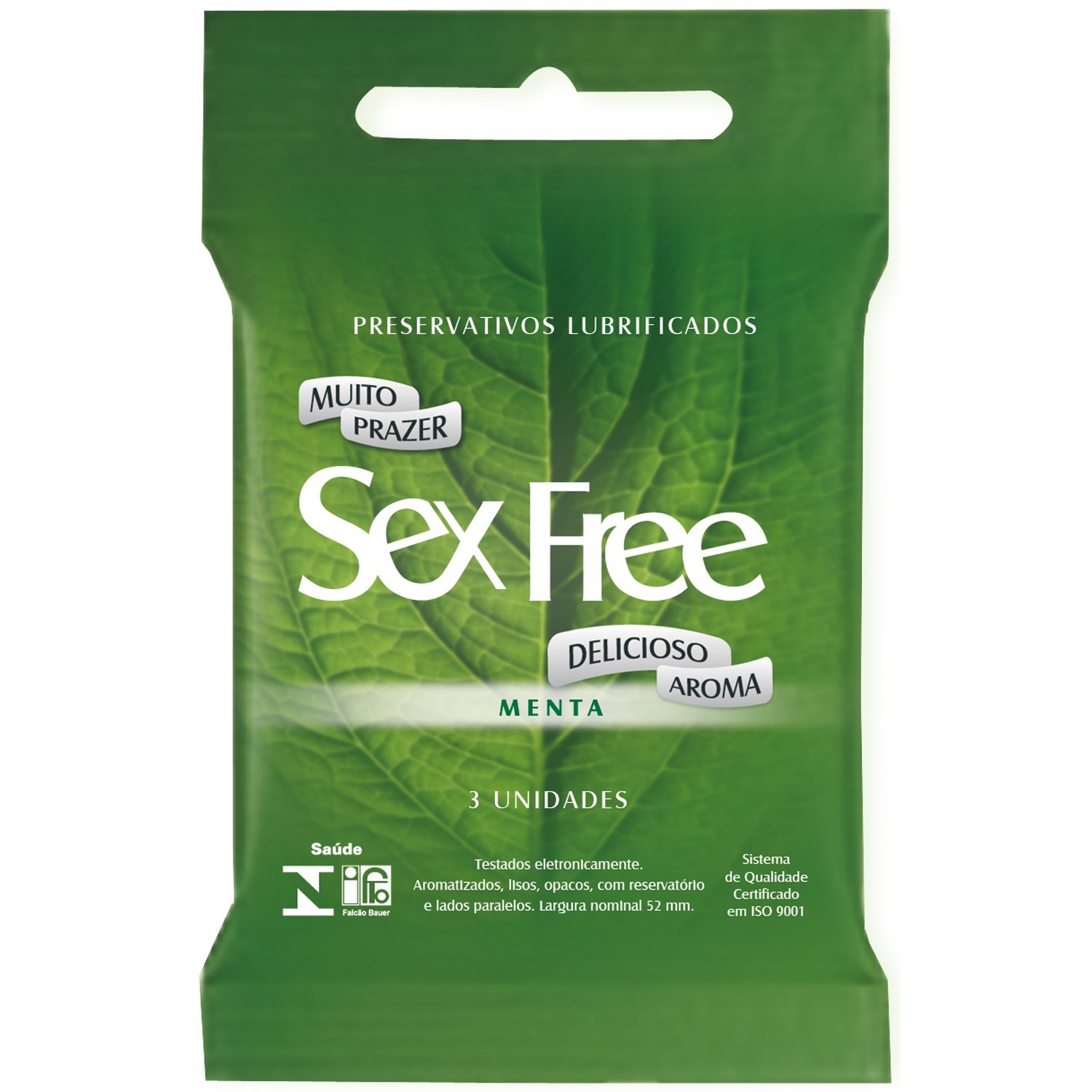 Preservtivo Sex Free Menta Com 3 Unidades