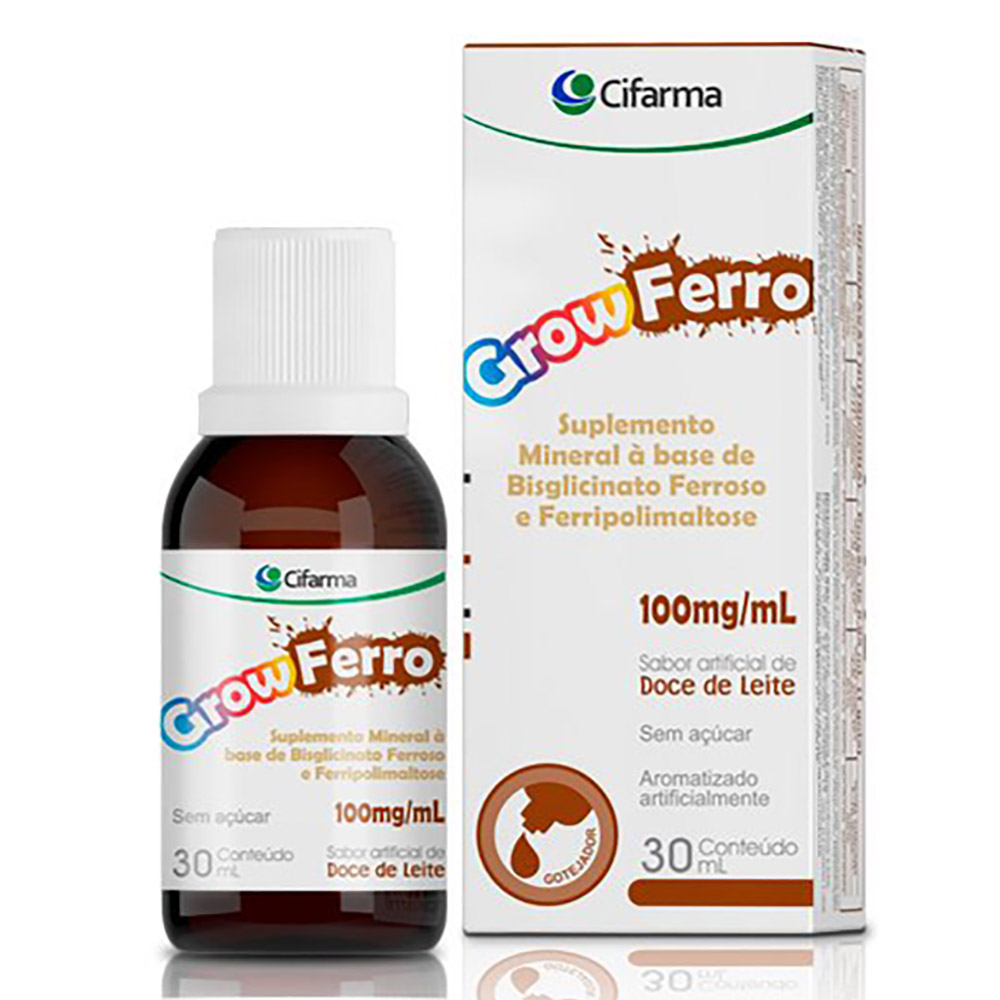 Grow Ferro Gotas Sabor Doce de Leite 100mg 30mL